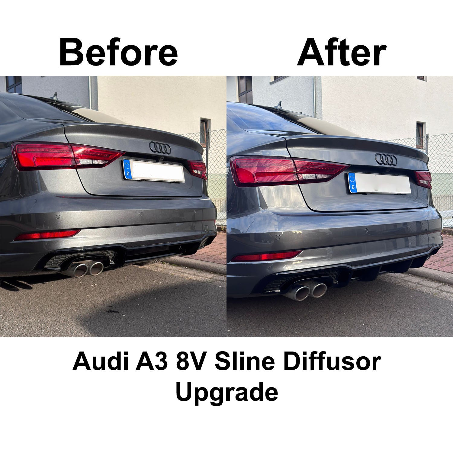 Audi A3 8V S-Line Diffuser Add-On Black